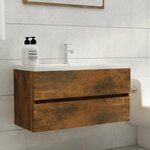 vidaXL Armoire de lavabo Chêne fumé 90x38 5x45 cm Bois d'ingénierie