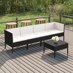 vidaXL Salon de jardin 5 Pièces avec coussins résine tressée noir