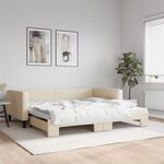 vidaXL Lit de jour avec lit gigogne crème 100x200 cm tissu