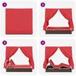 vidaXL Chaiselongue double avec toit et rideaux Réglable Marron