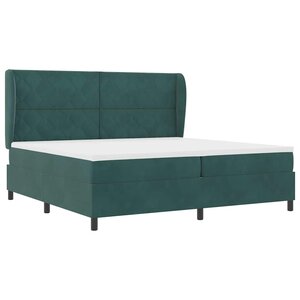 vidaXL Lit à ressorts avec matelas Vert foncé 200 x 200 cm Velours