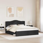 vidaXL Cadre de lit avec tête de lit Noir 200 x 200 cm Pin massif