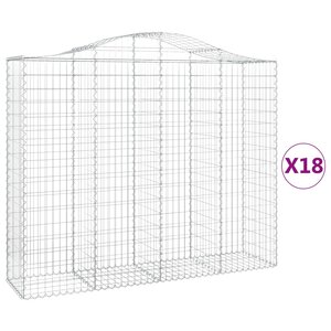 vidaXL Paniers à gabions arqués 18 Pièces 200x50x160/180 cm Fer galvanisé