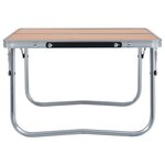 vidaXL Table pliable de camping Marron Aluminium 60x40 cm
