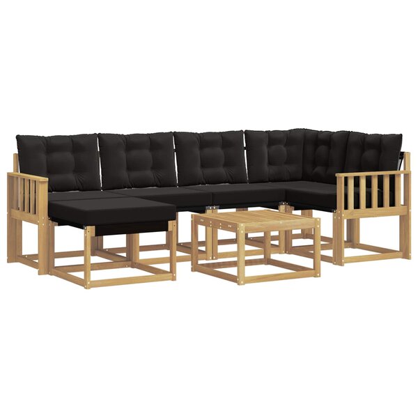 vidaXL Ensemble de canapés d'extérieur 7 pc Blanc et noir