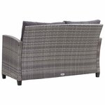 vidaXL Canapé 2 places de jardin et coussins Gris 124cm Résine tressée