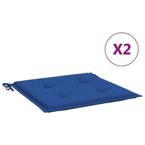 vidaXL Coussins de chaise de jardin lot de 2 bleu royal 40x40x4 cm