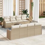 vidaXL Ensemble de canapé de jardin avec coussin 9 Pièces Beige et crème