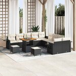 vidaXL Ensemble de canapé de jardin 13 Pièces Noir Poly rotin