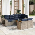 vidaXL Salon de jardin 11 Pièces avec coussins gris résine tressée