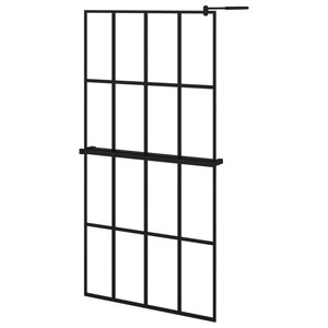 vidaXL Paroi de douche avec étagère Noir 100x195cm Verre ESG&Aluminium