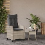 vidaXL Chaise inclinable de jardin coussins gris clair résine tressée