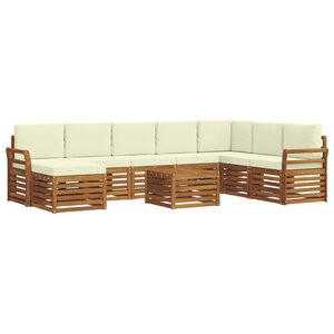 vidaXL Ensemble de canapés d'extérieur 9 pc Naturel et Crème