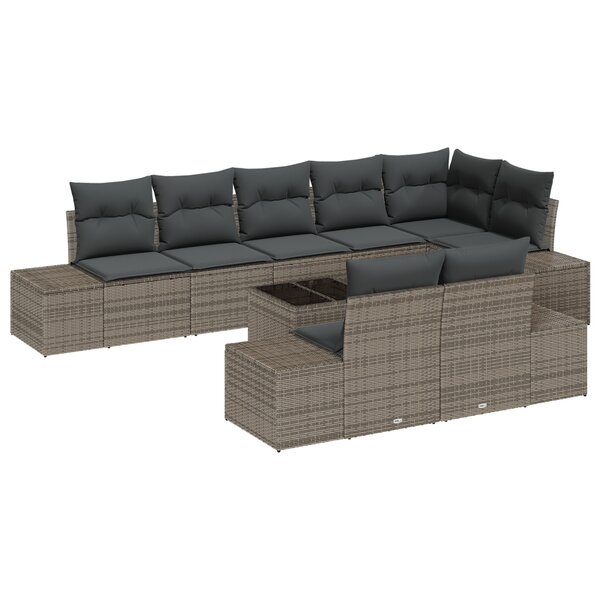 vidaXL Ensemble de canapés de jardin 8 pièces avec coussins en rattan synthétique gris
