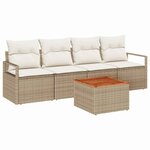 vidaXL Ensemble de canapé de jardin 5 Pièces Beige  blanc