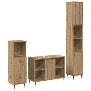 vidaXL Ensemble de mobilier de salle de bain 3 Pièces Chêne artisanal