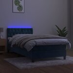 vidaXL Sommier à lattes de lit avec matelas et LED Bleu foncé 90x200cm