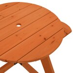 vidaXL Table de pique-nique pour 4 enfants avec parasol rond sapin