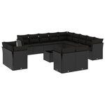 vidaXL Salon de jardin avec coussins 14 Pièces noir résine tressée