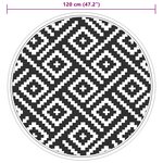 vidaXL Tapis d'extérieur blanc et noir Ø120 cm PP