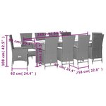 vidaXL Ensemble à manger de jardin et coussins 11 Pièces beige poly rotin