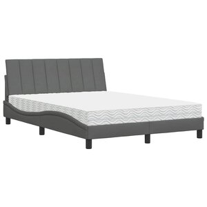 vidaXL Lit avec matelas Hanko gris foncé 120x200 cm tissu