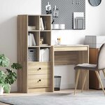 vidaXL Bureau avec tiroir avec étagère 2 Pièces Chêne Sonoma