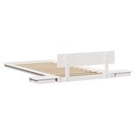 vidaXL Cadre de Lit au Sol avec Tables de Chevet Blanches 90x190cm Bois Massif