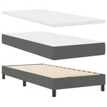 vidaXL Lit à ressorts avec matelas Gris foncé 190 x 90 cm Polyester