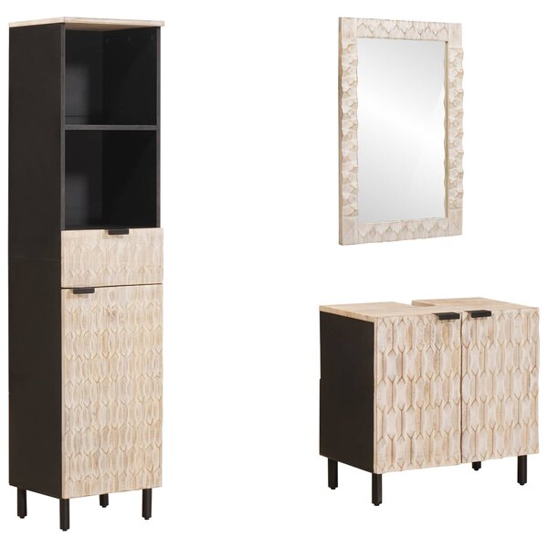 vidaXL Ensembles de salle de bain 3 Pièces Finition Lavage Blanc