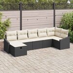 vidaXL Ensemble de canapé de jardin 7 Pièces Noir 55 x 62 x 69 cm