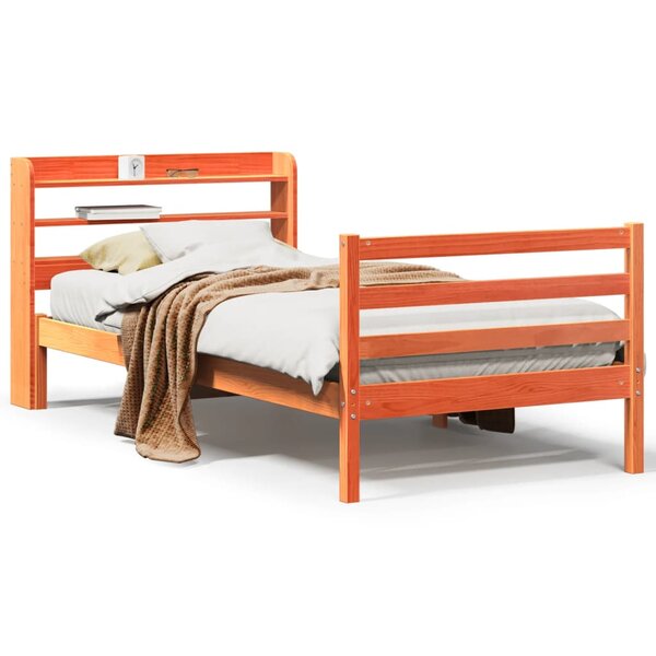 vidaXL Cadre de lit sans matelas cire marron 90x190 cm bois pin massif