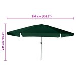 Parasol de jardin vidaXL ø395x245 cm Vert