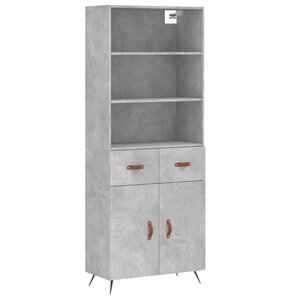 vidaXL Buffet haut Gris béton 69 5x34x180 cm Bois d'ingénierie