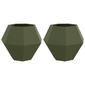 vidaXL Jardinière 2 Pièces Vert olive 75 x 75 x 60 cm Acier