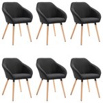 vidaXL Chaises à manger lot de 6 noir tissu