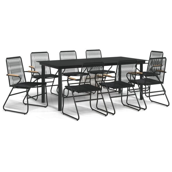 vidaXL Ensemble à manger de jardin 9 Pièces noir rotin PVC