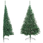 vidaXL Sapin de Noël artificiel moitié avec support vert 240 cm PVC