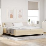 vidaXL Lit boxspring avec matelas Crème 200 x 200 cm tissu