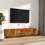 vidaXL Ensemble de meubles TV avec lumières LED 2 Pièces Chêne fumé