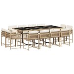 vidaXL Ensemble à manger de jardin et coussins 13 Pièces beige