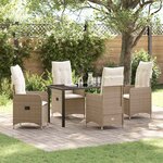 vidaXL Ensemble de salle à manger pour jardin 5 Pièces Beige Poly rotin