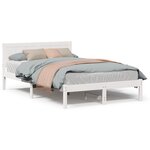 vidaXL Cadre de lit blanc Blanc Bois de pin massif 140 x 190 cm Durable