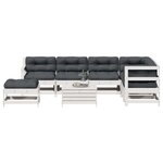 vidaXL Salon de jardin avec coussins 8 Pièces blanc bois de pin massif