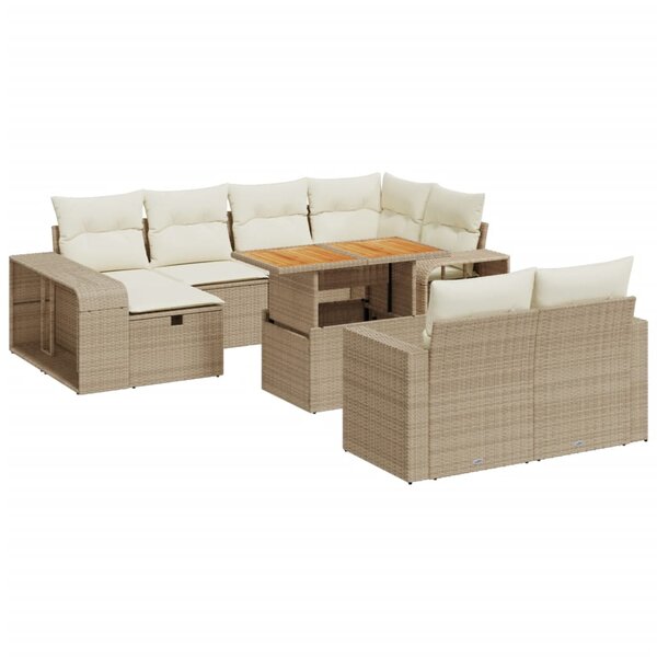 vidaXL Salon de jardin 11 Pièces avec coussins beige résine tressée