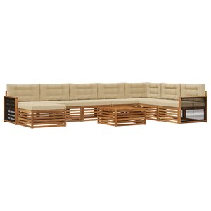vidaXL Ensemble de canapés d'extérieur 9 pc Naturel et Beige