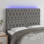 vidaXL Tête de lit à LED Gris foncé 144x7x118/128 cm Tissu