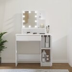 vidaXL Coiffeuse avec LED blanc brillant 86 5x35x136 cm