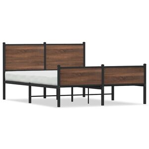 vidaXL Cadre de lit en métal sans matelas chêne marron 137x190 cm