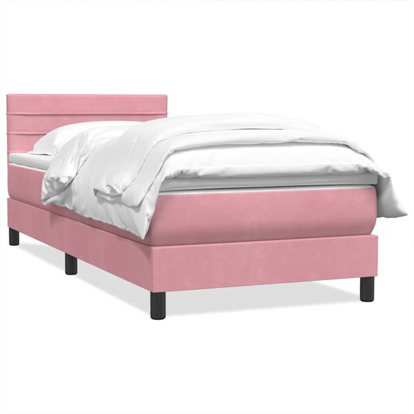 vidaXL Sommier à lattes de lit avec matelas rose 100x220 cm velours